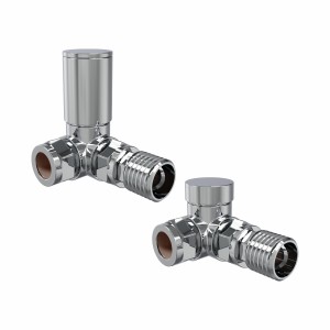 Modern Round Manual Corner Radiator Valves - Chrome