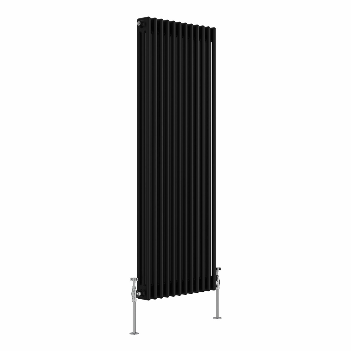 Bern 1500 x 560mm Black Triple Column Vertical Traditional Radiator
