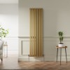 Lulea 1800 x 480mm Metallic Gold Double Flat Panel Vertical Designer Radiator