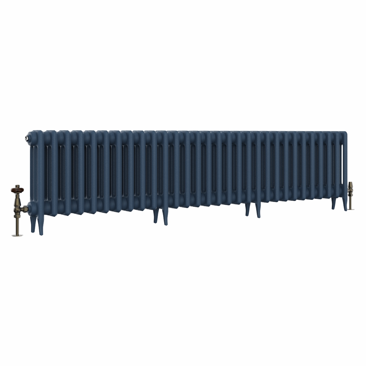 Classic  450 x 1894mm Farrow & Ball Hague Blue Triple Column Cast Iron Radiator - 30 Sections