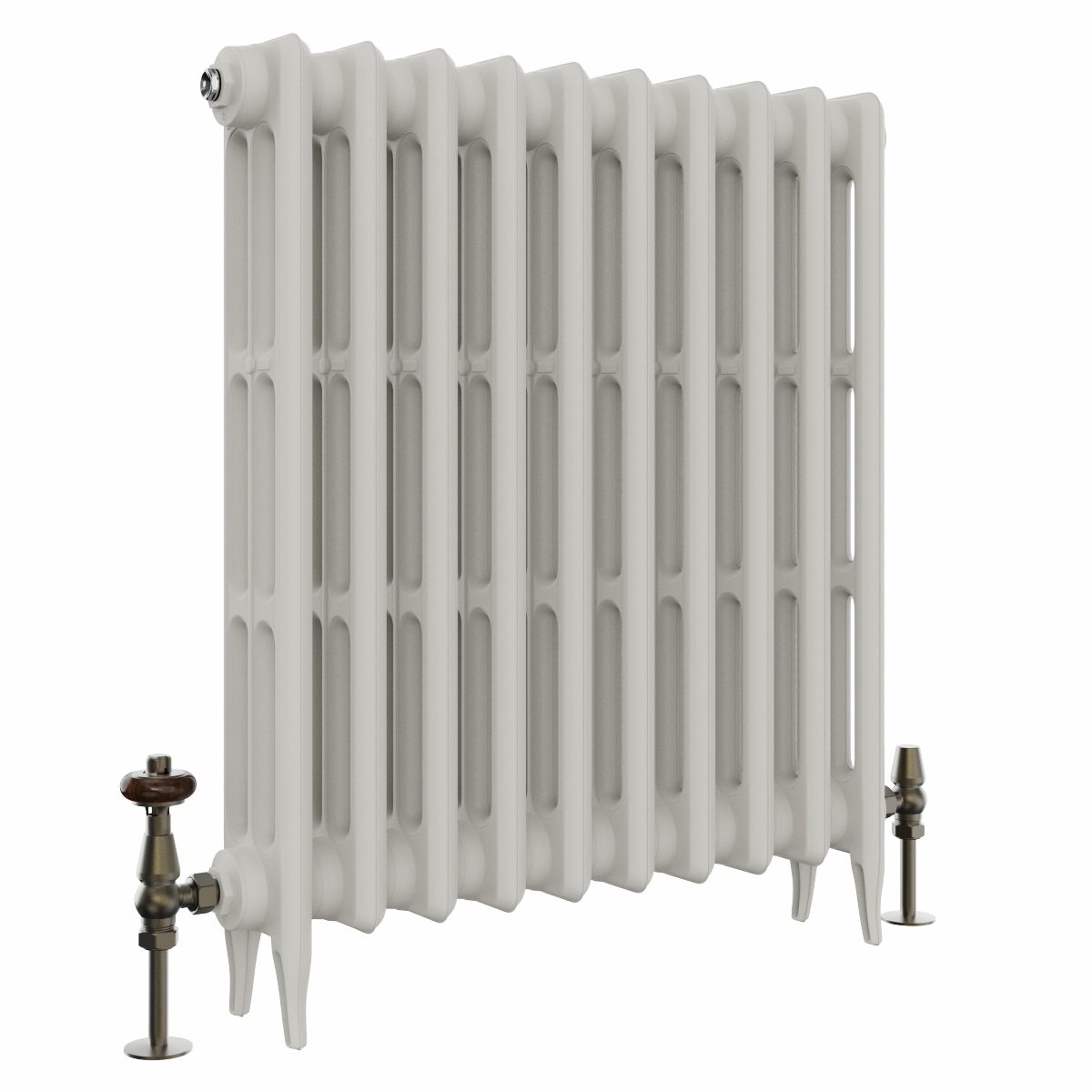Classic  745 x 654mm  Porcelain White Triple Column Cast Iron Radiator - 10 Sections