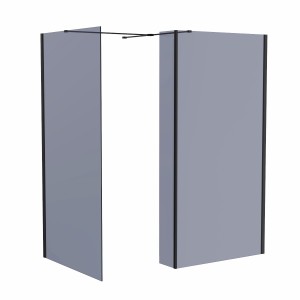Wasdale 900mm Wet Room Screen, 800mm Wet Room Screen with 300mm Wet Room Return Screen - Black Smoked