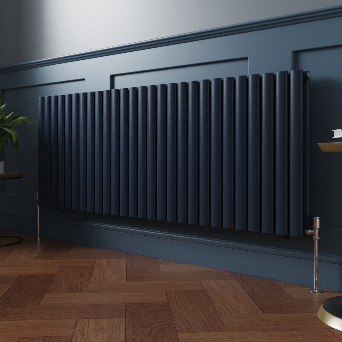 Norden 600 x 1594mm Sapphire Blue Double Horizontal Oval Column Designer Radiator