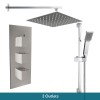 Beauly Chrome Triple Square Handle Concealed Valve with Square Shower Head - Choice Shower Hand & Outlet