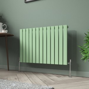 Karlstad 600 x 886mm Pastel Green Single Flat Panel Horizontal Designer Radiator