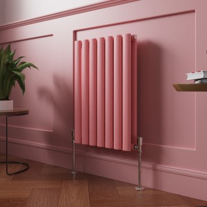 Norden 600 x 414mm Rose Clair Pink Double Horizontal Oval Column Designer Radiator