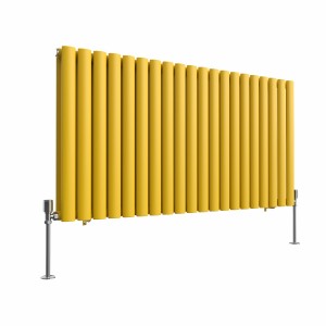 Norden 600 x 1181mm Zinc Yellow Double Horizontal Oval Column Designer Radiator