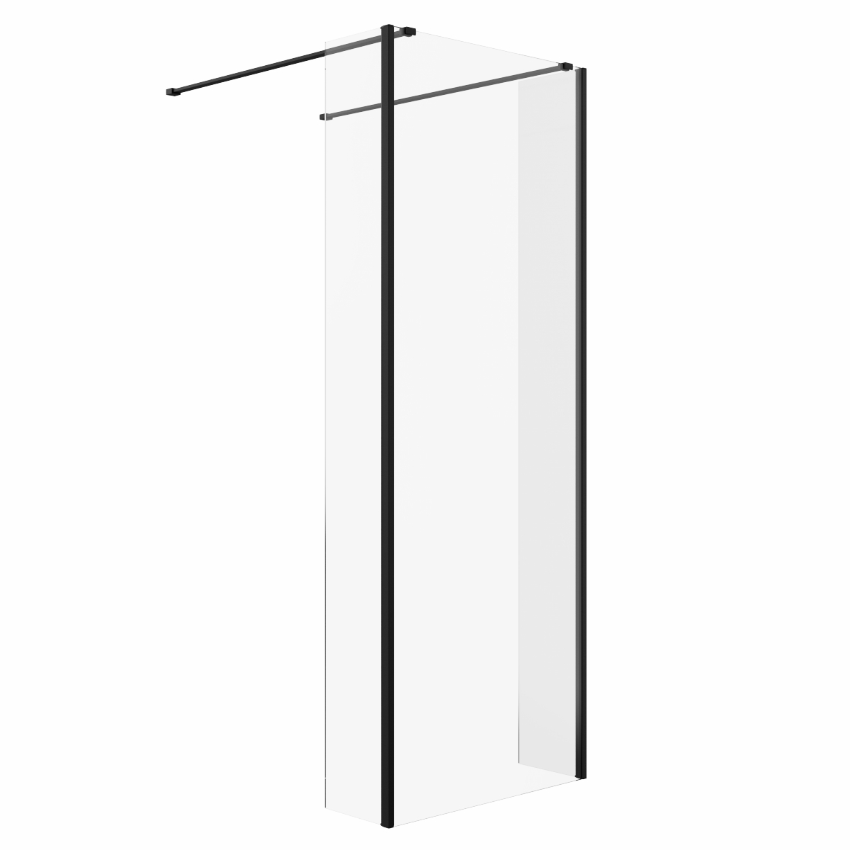 Wasdale 760mm Black Walk Through Wet Room Screen with 215mm Hinged Return Screens