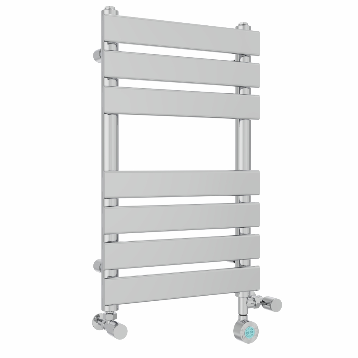 Juva 650 x 400mm Dual Fuel Chrome Flat Panel Thermostatic Touch Control Electric Heated Towel Rail