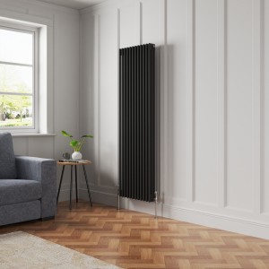 Bern 1800 x 560mm Black Triple Column Vertical Traditional Radiator