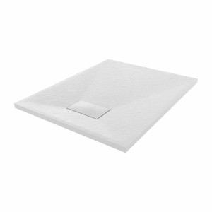 Terra - 900x700mm Slate Effect Rectangle Shower Tray White