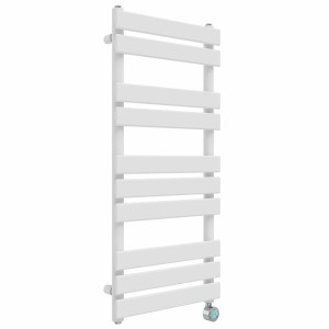 Juva 1000 x 450mm White Flat Panel Thermostatic Touch Control Wifi Electric Heated Towel Rail