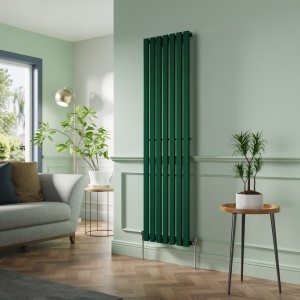 Lulea 1800 x 480mm Moss Green Single Flat Panel Vertical Designer Radiator