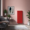 Karlstad 1600 x 682mm Signal Red Double Flat Panel Vertical Designer Radiator