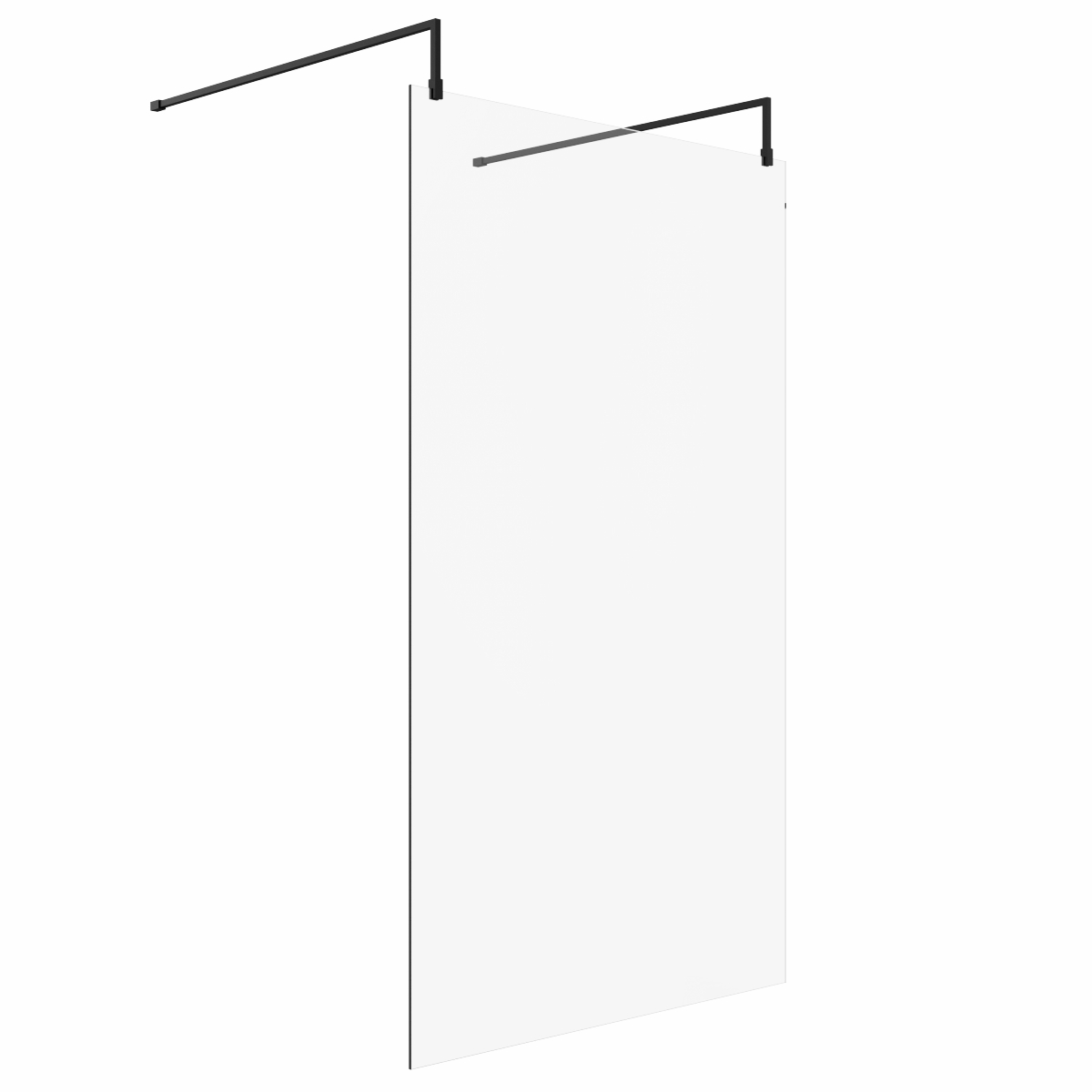 Wasdale 1200mm Black Walk Through Wet Room Screen With L-Shape Support Arms