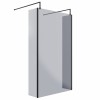Wasdale 1200mm Black Smoked Walk Through Wet Room Screen with 300mm Hinged Return Screen & L- Shape Support Arms 