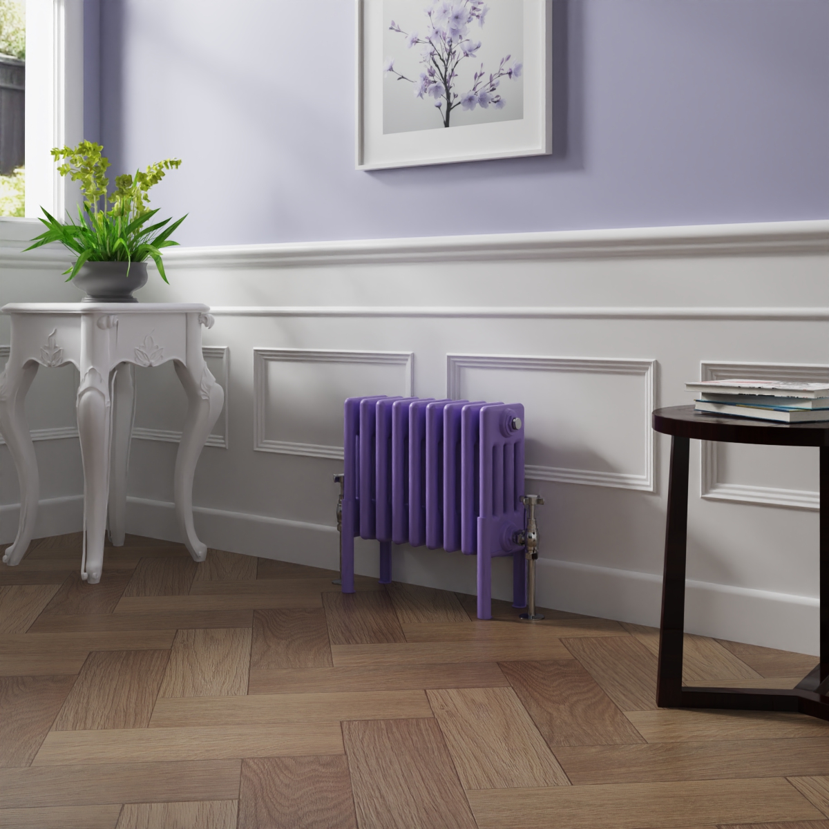 Bern 300 x 425mm Elegant Purple Four Column Horizontal Traditional Radiator