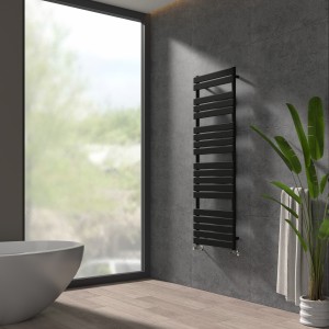 Juva 1800 x 600mm Black Flat Panel Heated Towel Rail