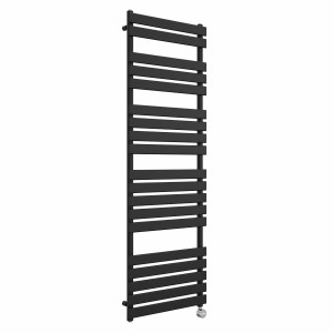 Juva 1800 x 600mm Satin Black Flat Panel Thermostatic Touch Control Electric Heated Towel Rail