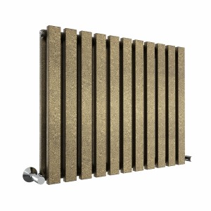 Lulea 600 x 760mm Black Gold Double Horizontal Flat Panel Designer Radiator