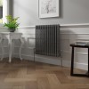 Bern 600 x 605mm Black Silver Double Column Horizontal Traditional Radiator