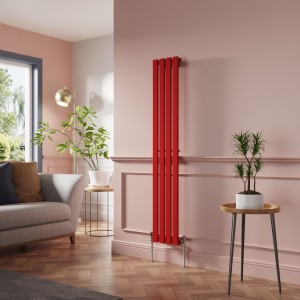 Lulea 1600 x 270mm Signal Red Single Flat Panel Vertical Designer Radiator