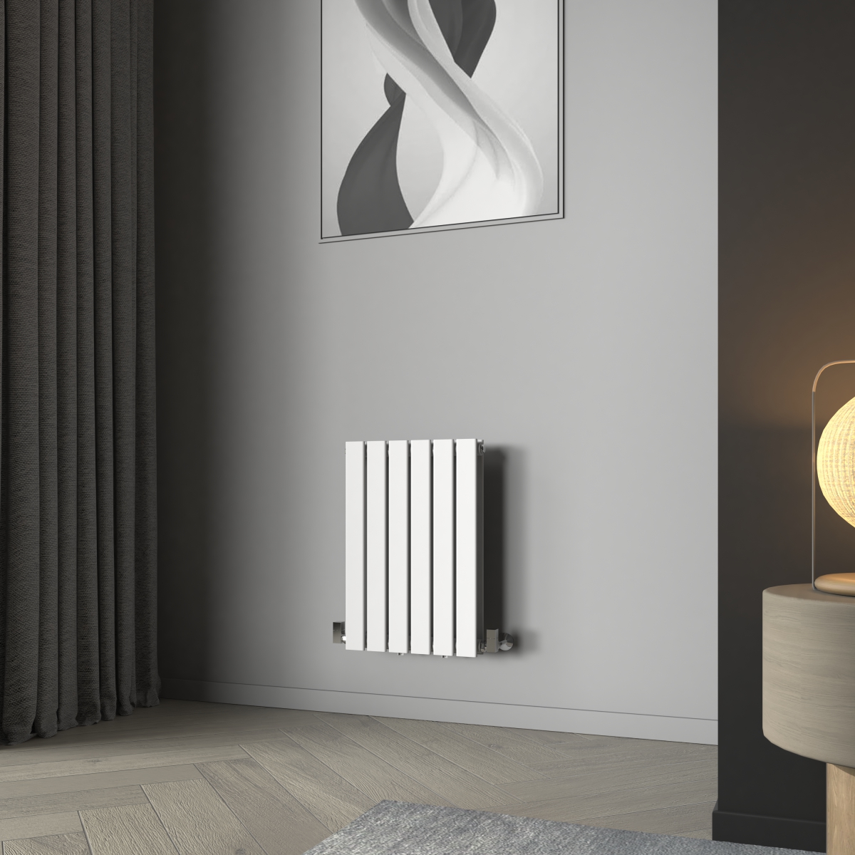 Karlstad 600 x 410mm White Double Horizontal Flat Panel Designer Radiator