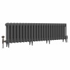 Classic  450 x 1522mm Farrow & Ball Railings Grey Triple Column Cast Iron Radiator - 24 Sections