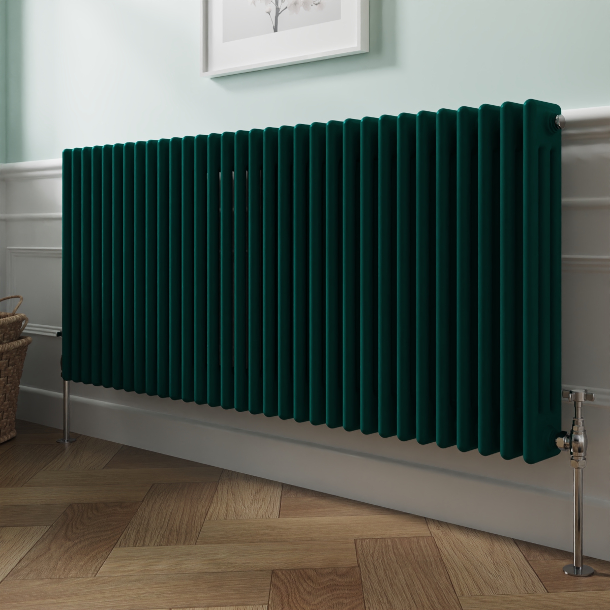 Bern 600 x 1460mm Blue Green Triple Horizontal Column Radiator