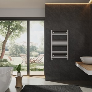 Bergen 1000 x 600mm Straight White Heated Towel Rail