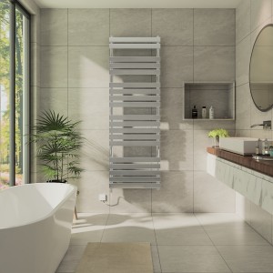 Juva 1800 x 600mm Chrome Flat Panel Simple Electric Heated Towel Rail