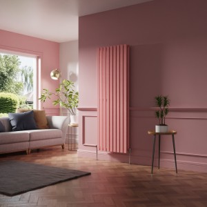 Lulea 1800 x 620mm Rose Clair Pink Double Vertical Flat Panel Designer Radiator