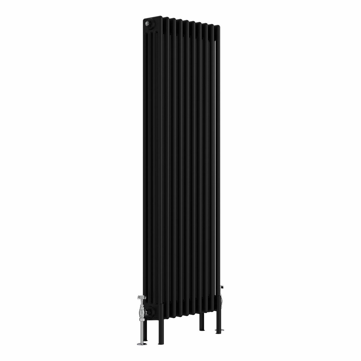 Bern 1500 x 470mm Black Four Column Vertical Traditional Radiator