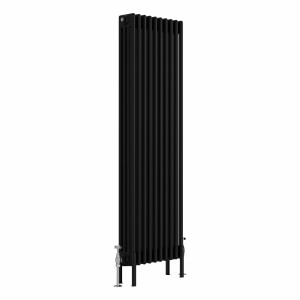 Bern 1500 x 470mm Black Four Column Vertical Traditional Radiator