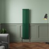 Norden 1600 x 355mm Moss Green Single Oval Column Vertical Designer Radiator