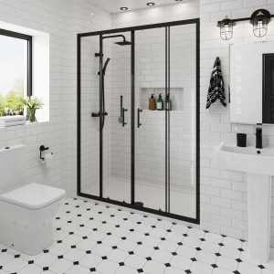 Ennerdale - 1400mm Double Sliding Shower Door - Black