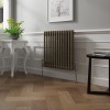 Bern 600 x 605mm Black Gold Double Column Horizontal Traditional Radiator