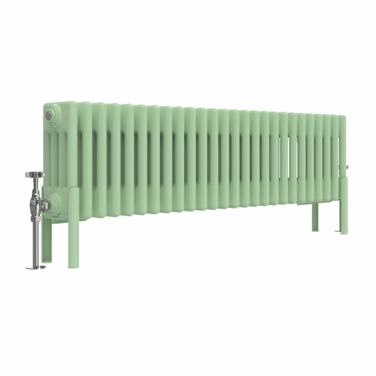 Bern 300 x 1190mm Traditional Pastel Green Horizontal Four Column Radiator