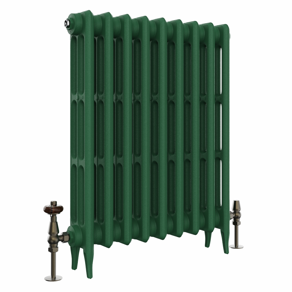 Classic  745 x 592mm  Farrow & Ball Duck Green Triple Column Cast Iron Radiator - 9 Sections