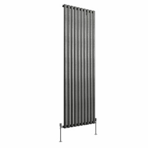 Norden 1800 x 591mm Black Silver Single Vertical Oval Column Designer Radiator