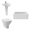 Fresh Curved Modern Bathroom Suite with Back to Wall Toilet and Essential Single Ended Bath - 1500 x 700mm - Front Bath Panel Included