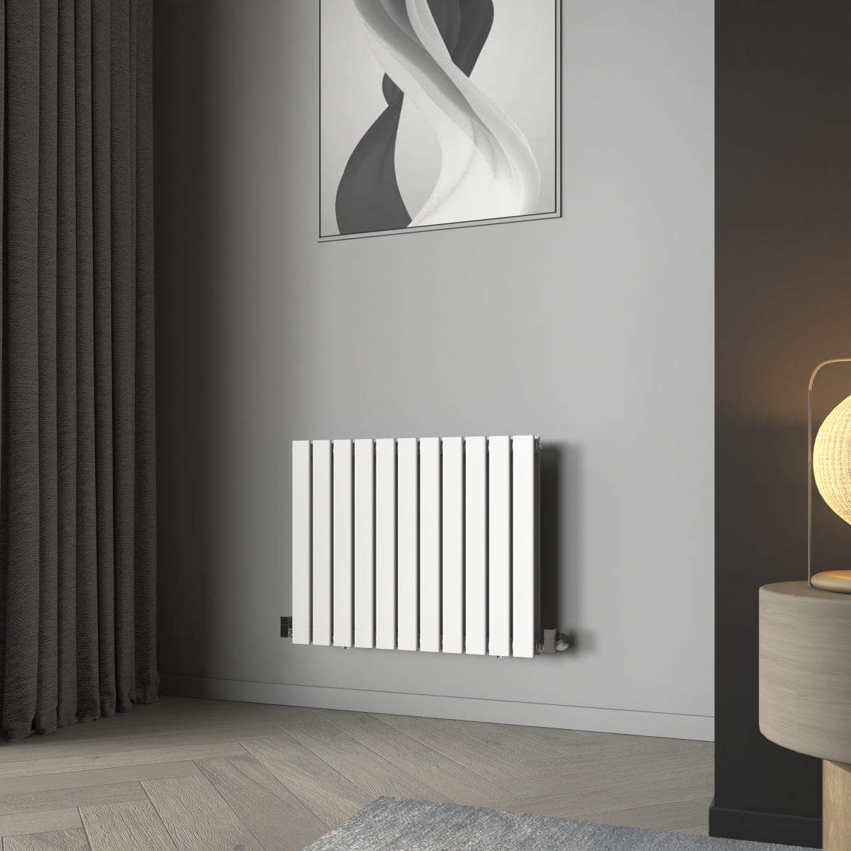 Karlstad 600 x 750mm White Double Horizontal Flat Panel Designer Radiator