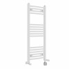 Fjord 1000 x 400mm Dual Fuel Curved White Thermostatic Electric Heated Towel Rail