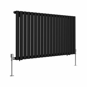 Norden 600 x 1181mm Black Single Horizontal Oval Tube Designer Radiator