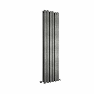 Lulea 1600 x 410mm Black Silver Double Vertical Flat Panel Designer Radiator