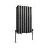 Norden 600 x 414mm Black Silver Double Horizontal Oval Column Designer Radiator