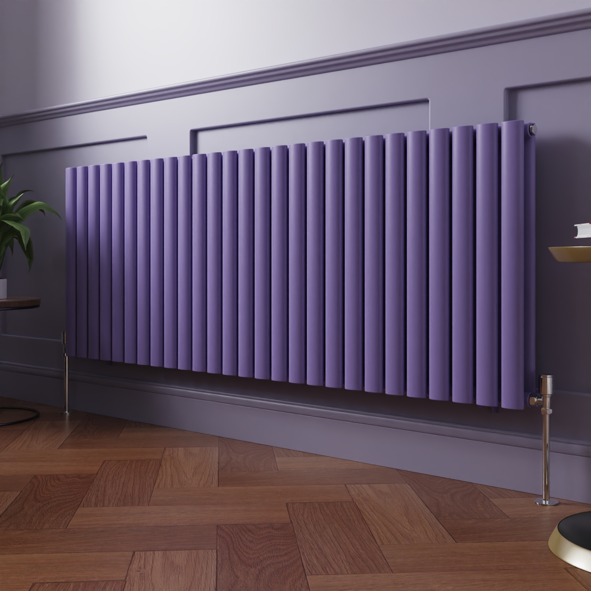 Norden 600 x 1594mm Elegant Purple Double Horizontal Oval Column Designer Radiator