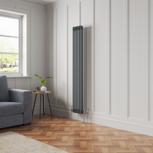 Bern 1800 x 290mm Anthracite Double Column Vertical Traditional Radiator
