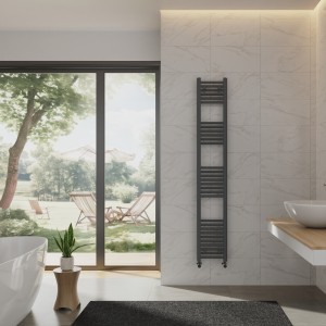 Bergen 1800 x 300mm Straight Anthracite Heated Towel Rail
