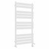 Juva 1200 x 600mm Dual Fuel White Flat Panel Thermostatic Touch Control Electric Heated Towel Rail